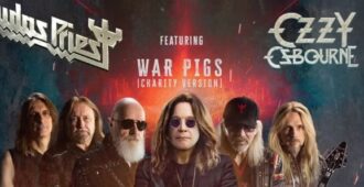 Imagen promocional del músico inglés Ozzy Osbourne y la banda inglesa Judas Priest para version benéfica de la canción War Pigs de Black Sabbath del año 2025
