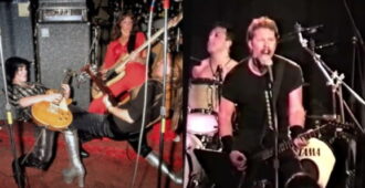 Las bandas musicales The Runaways y Metallica tocando en vivo